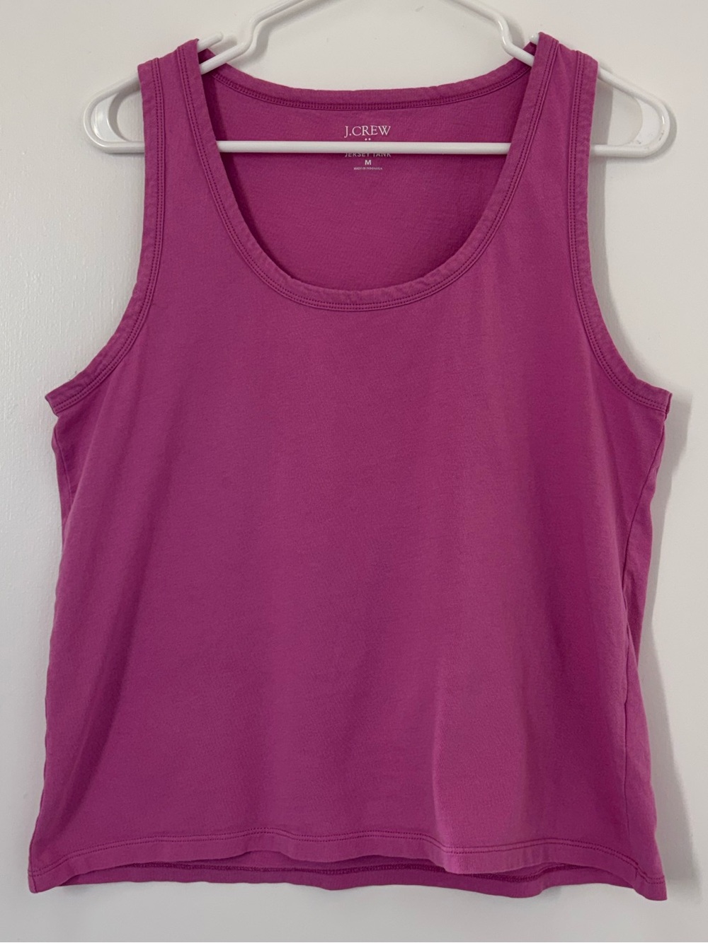 J Crew Broken-In Jersey Tank Top Shirt Fuschia Berry Pink Cotton Women Medium